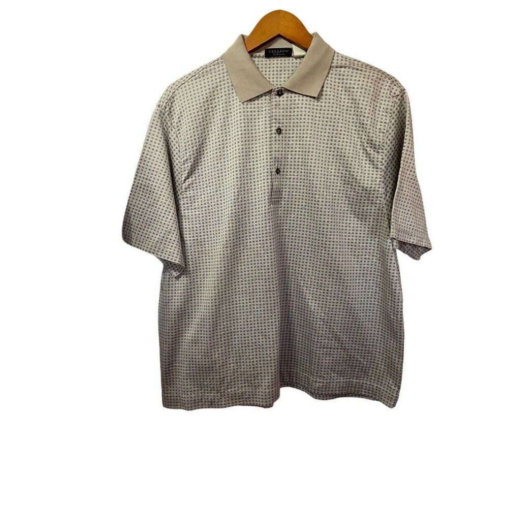 #3566 CELLINI mens short sleeve Button Down shirt size L Cotton